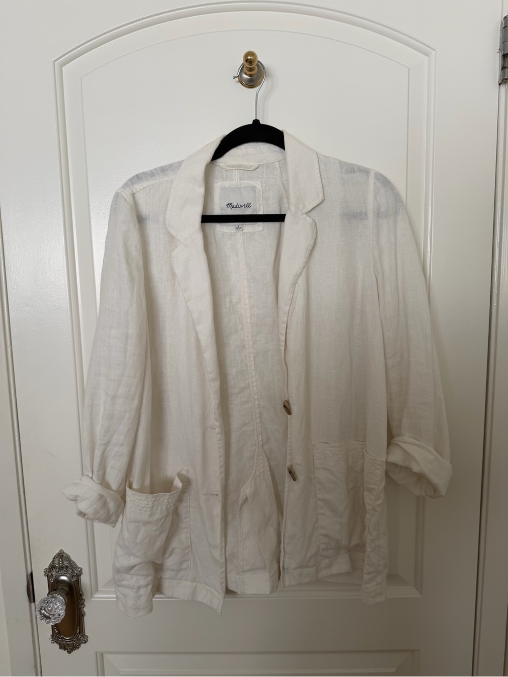 Madewell Dorset Cream Button-Front Linen Relaxed Blazer - Picture 2 of 5